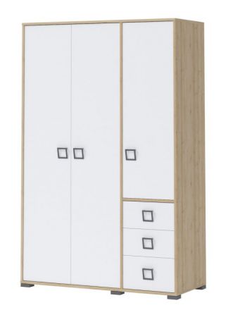 Draaideurkast / kledingkast 14, kleur: beuken / wit - 198 x 126 x 56 cm (h x b x d)