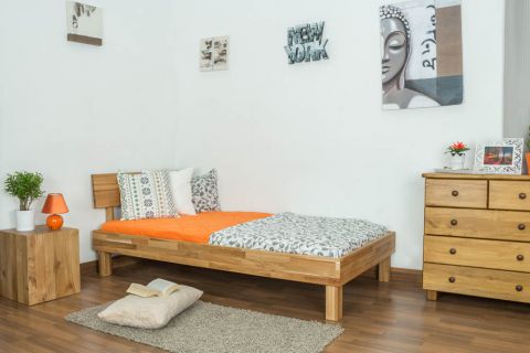 Futonbed / massief houten bed Wooden Nature 01 eikenhout geolied - ligvlak 90 x 200 cm (B x L) 