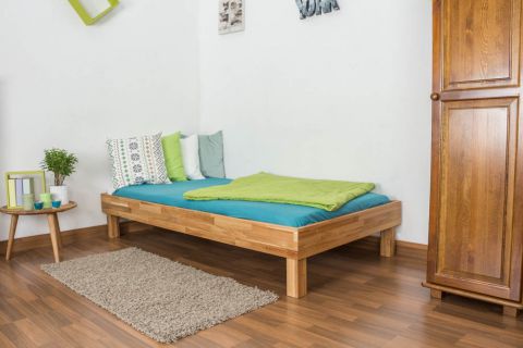Futonbed / massief houten bed Wooden Nature 04 eikenhout geolied - ligvlak 90 x 200 cm (B x L) 