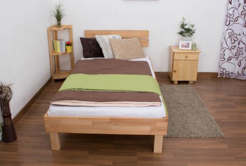 Futonbed / massief houten bed Wooden Nature 03 geolied kernbeuken - ligvlak 100 x 200 cm (b x l) 