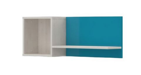 Kinderkamer - Wandrek / hangplank Peter 06, kleur: wit grenen / turkoois - Afmetingen: 35 x 95 x 20 cm (H x B x D)