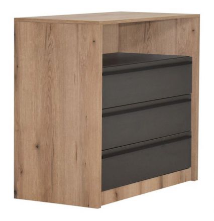 Sideboard kast / dressoir Cerdanyola 09, kleur: Eik / Grijs - Afmetingen: 91 x 100 x 50 cm (H x B x D)