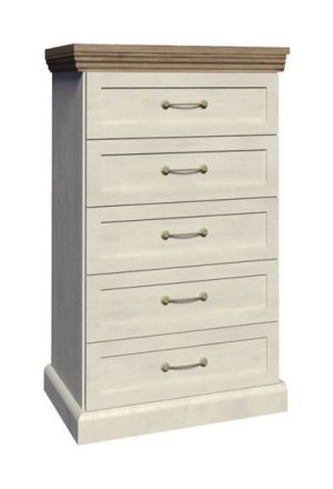 dressoir / commode Badile 13, kleur: wit grenen / bruin - 98 x 57 x 46 cm (h x b x d)
