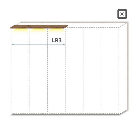 Bovenste LED-lijst voor draaideurkast/kast Manase 15 en uitbreidingsmodules, kleur: bruin eiken - breedte: 152 cm