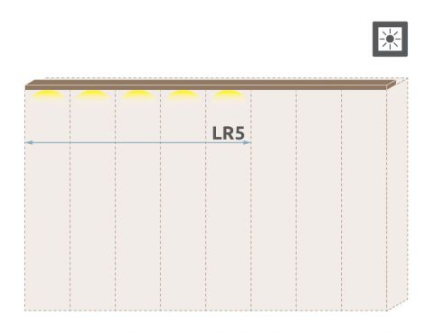 boven LED lijst voor draaideurkast / kledingkast Gataivai en uitbreidings- aanbouwmodules, kleur: walnoten - breedte: 227 cm