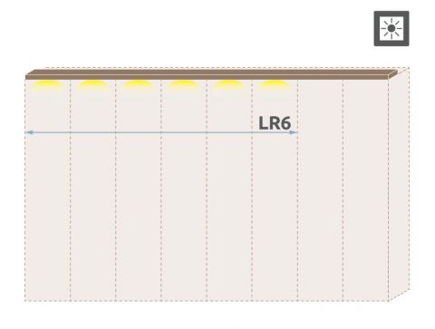 boven LED lijst voor draaideurkast / kledingkast Gataivai en uitbreidings- aanbouwmodules, set van 2, kleur: walnoot - breedte: 136 cm