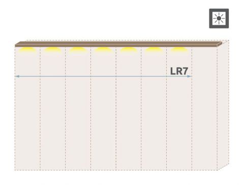 boven LED lijst voor draaideurkast / kledingkast Gataivai en uitbreidings- aanbouwmodules, set van 2, kleur: walnoten - breedte: 136 cm / 182 cm