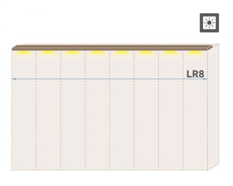 boven LED lijst voor draaideurkast / kledingkast Gataivai en uitbreidings- aanbouwmodules, set van 2, kleur: walnoot - breedte: 181 cm
