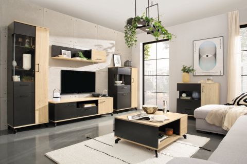 Complete woonkamer set D Riemst, 6-delig, kleur: eiken / zwart