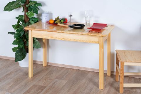 Uitschuifbare tafel massief grenen,, naturel 008 (hoekig) - afmetingen 120/150 x 60 cm (b x d)