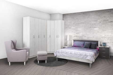 Slaapkamer compleet - Set M Muros, 6 delig, kleur: eiken wit / antraciet