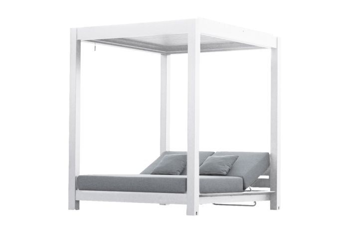 Lounge lounger London gemaakt van aluminium - kleur: wit, afmetingen: 2050 x 1800 x 2000 mm