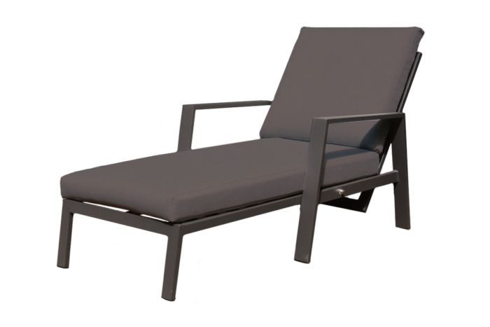 Triest ligstoel met bekleding & verstelbare rugleuning van aluminium - Kleur: antraciet, Lengte: 1570 mm, Breedte: 800 mm, Hoogte: 900 mm, Hoogte ligstoel: 400 mm