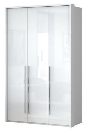 draaideurkast / kleerkast met LED-lijsten Siumu 22, kleur: wit / wit hoogglans - 226 x 142 x 60 cm (H x B x D)