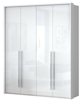 draaideurkast / kleerkast met lijsten Siumu 23 , kleur: wit / wit hoogglans - 226 x 187 x 60 cm (H x B x D)
