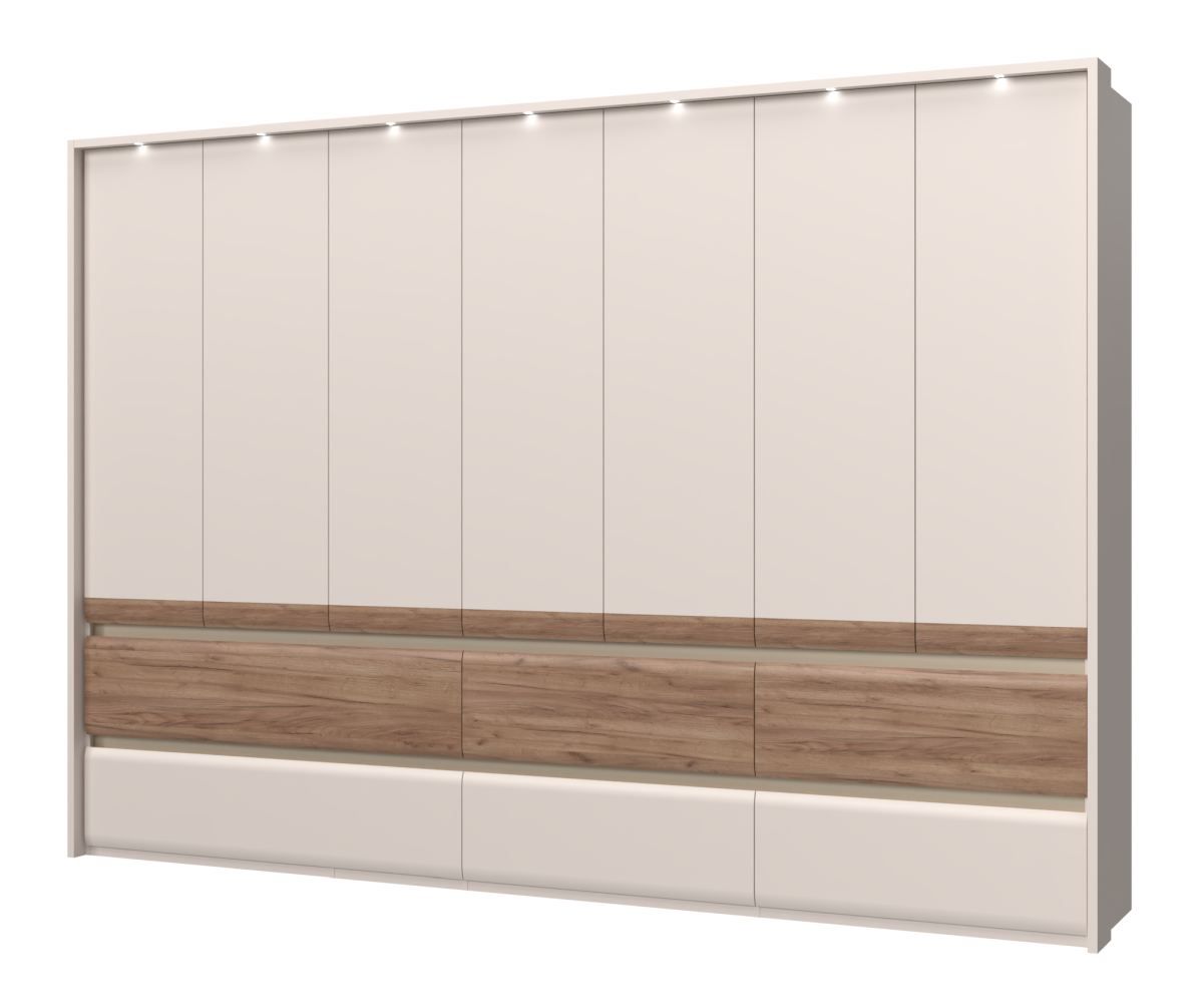 Kledingkast met 7 deuren Papauta 15, kleur: Cashmere / Donkere Eik - afmetingen: 226 x 322 x 60 cm (H x B x D)