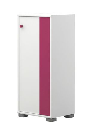 Kinderkamer - kast Lena 06, kleur: wit / roze - afmetingen: 102 x 44 x 37 cm (h x b x d)