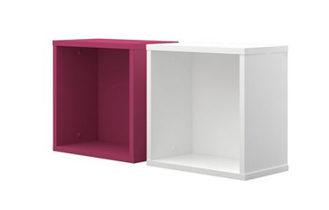 Kinderkamer - Wandkubus Lena 08, kleur: wit / roze - Afmetingen: 35 x 35 x 20 cm (H x B x D)