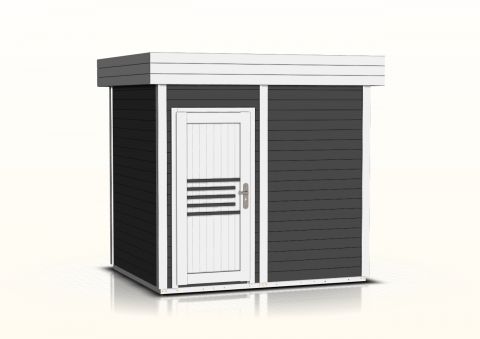 Buiten sauna / saunahuis Tihama 40mm, kleur: antraciet / wit - buitenafmetingen (B x D): 254 x 204 cm