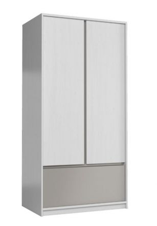 Draaideurkast / kledingkast Alwiru 04, kleur: wit grenen / grijs - 197 x 90 x 53 cm (h x b x d)
