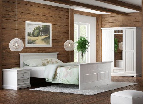 slaapkamer compleet set C Gyronde, 4-delig, massief grenen, kleur: wit