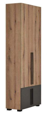 Kolomkast/ kledingkast Burgos 01 , kleur: eiken/grijs - 215 x 80 x 38 cm (H x B x D)