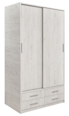 schuifdeurkast / kledingkast Sidonia 10, kleur: wit eiken - afmetingen: 203 x 118 x 61 cm (H x B x D)