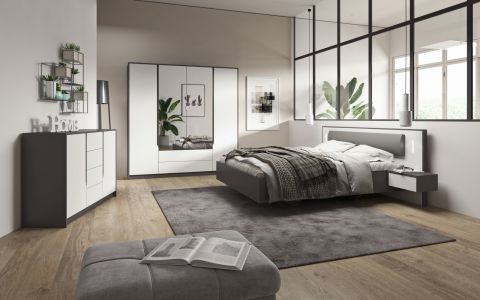 Complete slaapkamer set A Sousse, 3 delig, kleur: grijs / wit 