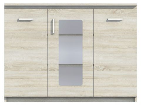 vitrinekast / bordenkast Pamulang 03, kleur: Sonoma eiken - Afmetingen: 91 x 122 x 40 cm (H x B x D)