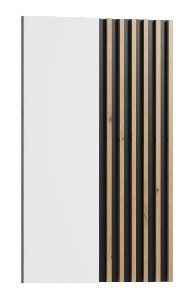 Spiegel Cikarang 04, Kleur: zwart / eiken - afmetingen: 110 x 67 x 4 cm (H x B x D)