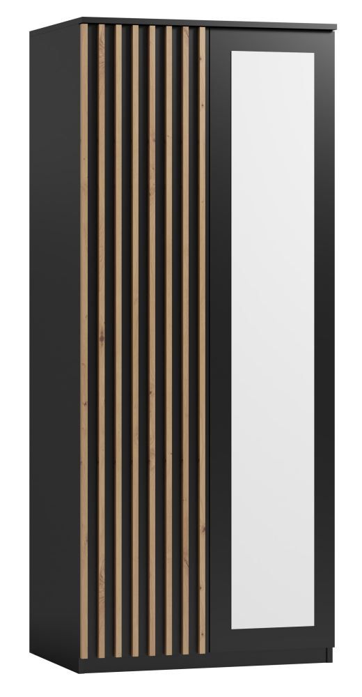Kledingkast met veel opbergruimte Cikarang 12, Kleur: zwart / eiken - afmetingen: 200 x 84 x 60 cm (H x B x D)