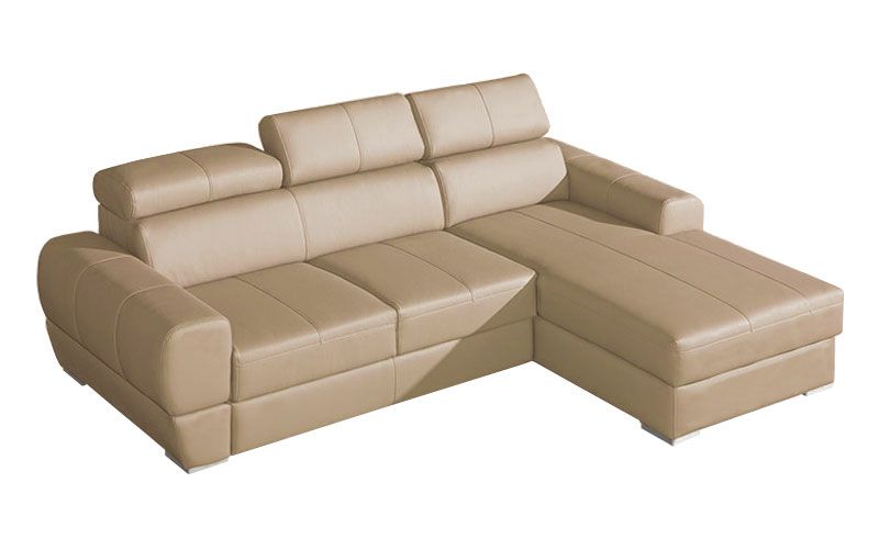 Sladenia 05 sofa in zand met bedfunctie en opbergbox - 251 x 167 cm (b x d) - voetenbank: rechts
