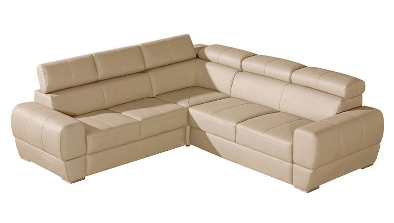 Sladenia 06 sofa in zand met bedfunctie en lade - 255 x 235 cm (b x d) - voetenbank: links
