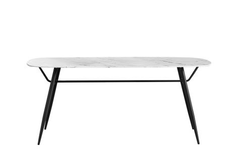 Eettafel Daures 137, kleur: Zwart / Wit - afmetingen: 180 x 90 cm (B x D)
