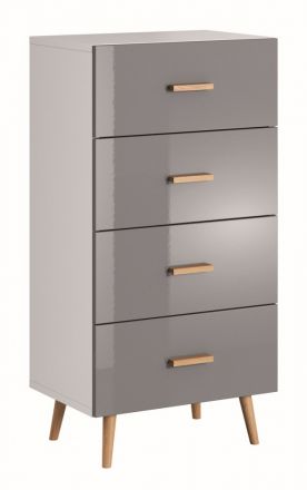 ladenkast / dressoir Hohgant 04, kleur: wit / grijs hoogglans - 118 x 60 x 42 cm (h x b x d)