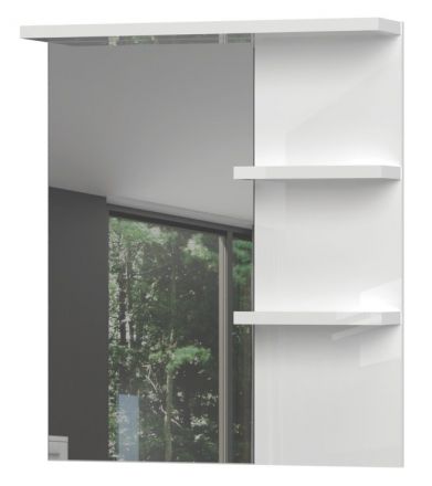 Spiegel met schappen Garim 52, kleur: wit hoogglans - Afmetingen: 89 x 76 x 17 cm (H x B x D)