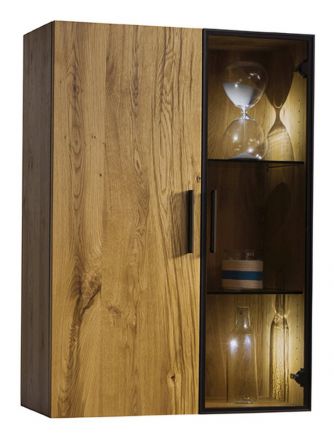 Hangkast Serrator 11, kleur: natuur / transparant eikenhout geolied / donkerbruin - 110 x 79 x 35 cm (H x B x D)