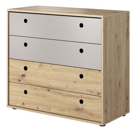 Siteboard kast / dressoir Moknine 06 , kleur: eiken / platina grijs - 80 x 90 x 40 cm (H x B x D)