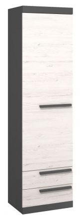 Kast Sidi 06, kleur: grijs / grenen wit - 194 x 55 x 41 cm (h x b x d)