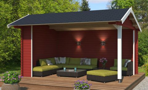 Dakbedekking G282 Zweeds rood - 34 mm houten huis, vloeroppervlak: 12,26 m², zadeldak