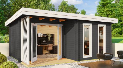 tuinhuis G24 Carbon grijs incl. vloer - 44 mm, grondoppervlakte: 17,20 m², monopitch dak