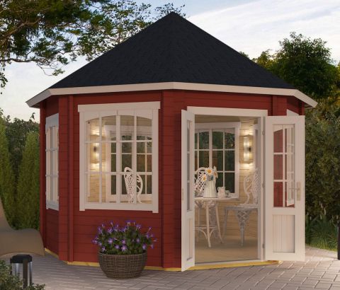 Chalet / tuinhuis G67 Zweeds rood incl. vloer - 44 mm, bruikbare oppervlakte: 9,50 m², tentdak