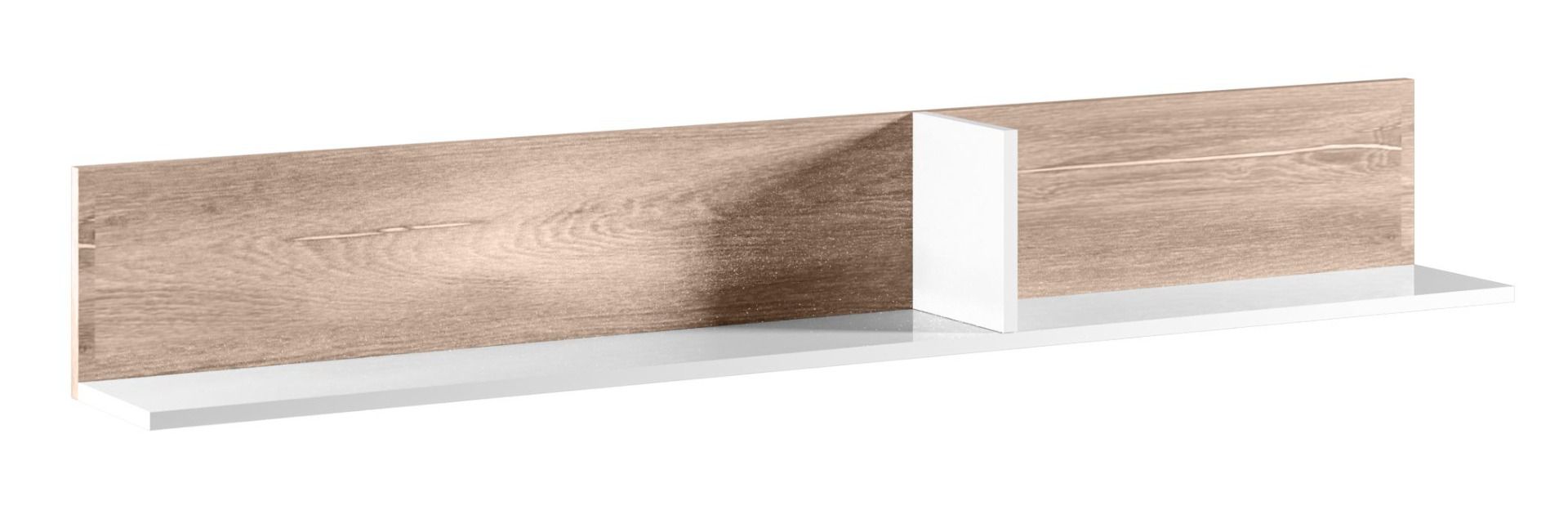 Hangplank / wandplank Albondon 06, kleur: eiken / wit glans - Afmetingen: 24 x 173 x 21 cm (H x B x D)