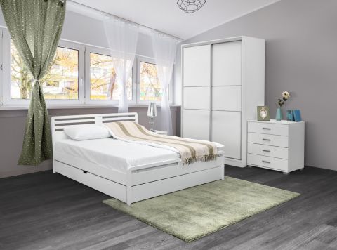 Slaapkamer Compleet - Set G Pontevedra, 6 delen, deels massief, kleur: wit