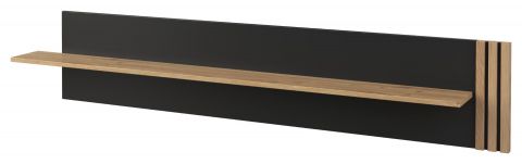 wandrek / hangplank Slatina 21, kleur: eiken / zwart - afmetingen: 36 x 190 x 20 cm (H x B x D)
