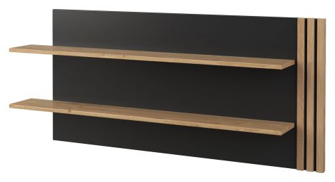 wandrek / hangplank Slatina 22, kleur: eiken / zwart - afmetingen: 62 x 140 x 20 cm (H x B x D)