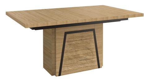 Eettafel in hoogte verstelbaar en uitschuifbaar Kastav 26, kleur: eiken / zwart, deels massief - 160-360 x 100 cm (B x D)
