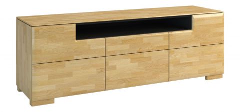 TV-meubel "Lipik" 09, kleur: eiken / zwart, deels massief - Afmetingen: 62 x 182 x 50 cm (H x B x D)