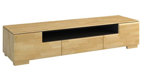 TV-meubel "Lipik" 12, kleur: eiken / zwart, deels massief - Afmetingen: 38 x 182 x 50 cm (H x B x D)
