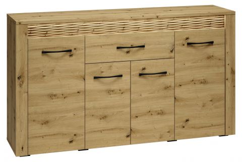 Dressoir / sideboard kast Glostrup 08, kleur: eiken - afmetingen: 94 x 165 x 40 cm (h x b x d), met 4 deuren, 1 lade en 6 vakken